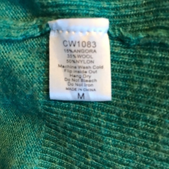 TCEC green button up cardigan sweater  medium - Picture 6 of 7